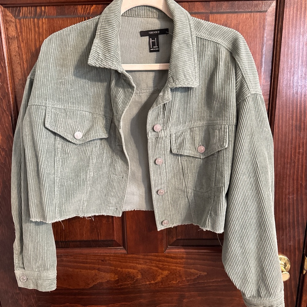 Forever 21 Olive Corduroy Utility Jacket